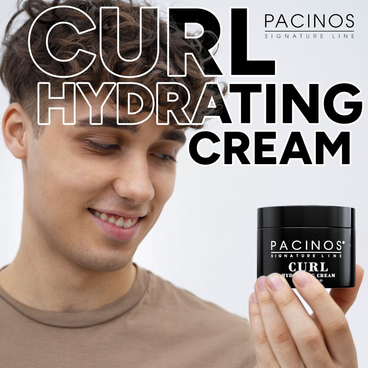 Pacinos curl hydrating cream being applied to wet hair for enhanced curl definition and moisture