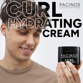 Pacinos curl hydrating cream being applied to wet hair for enhanced curl definition and moisture