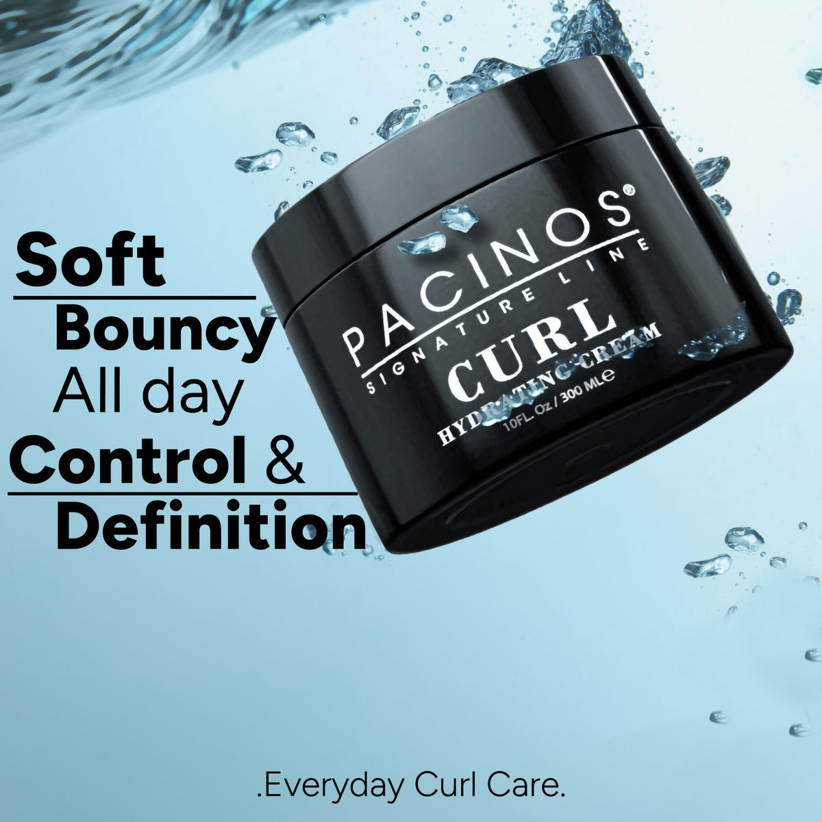 Close-up of Pacinos curl hydrating cream label highlighting ingredients and usage instructions