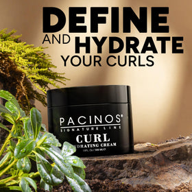 Pacinos curl hydrating cream next to a ruler showing the 10 oz size for scale and travel planning