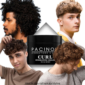 Pacinos curl hydrating cream texture swatch on skin illustrating lightweight moisturizing feel