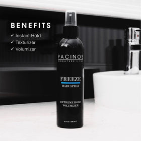 Pacinos side label detail highlighting quick-dry and professional features