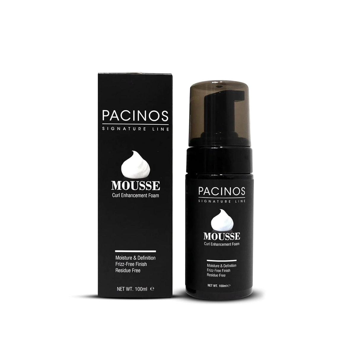 Pacinos front packaging showing product and benefit of frizz control