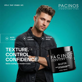 Pacinos close-up of paste finish emphasizing matte control