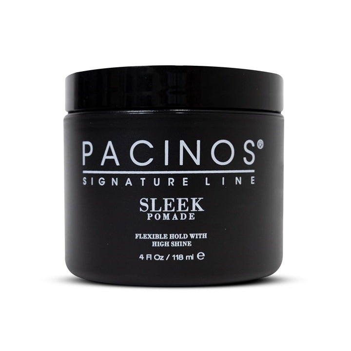 Pacinos jar front view showing label and sleek high-shine benefit