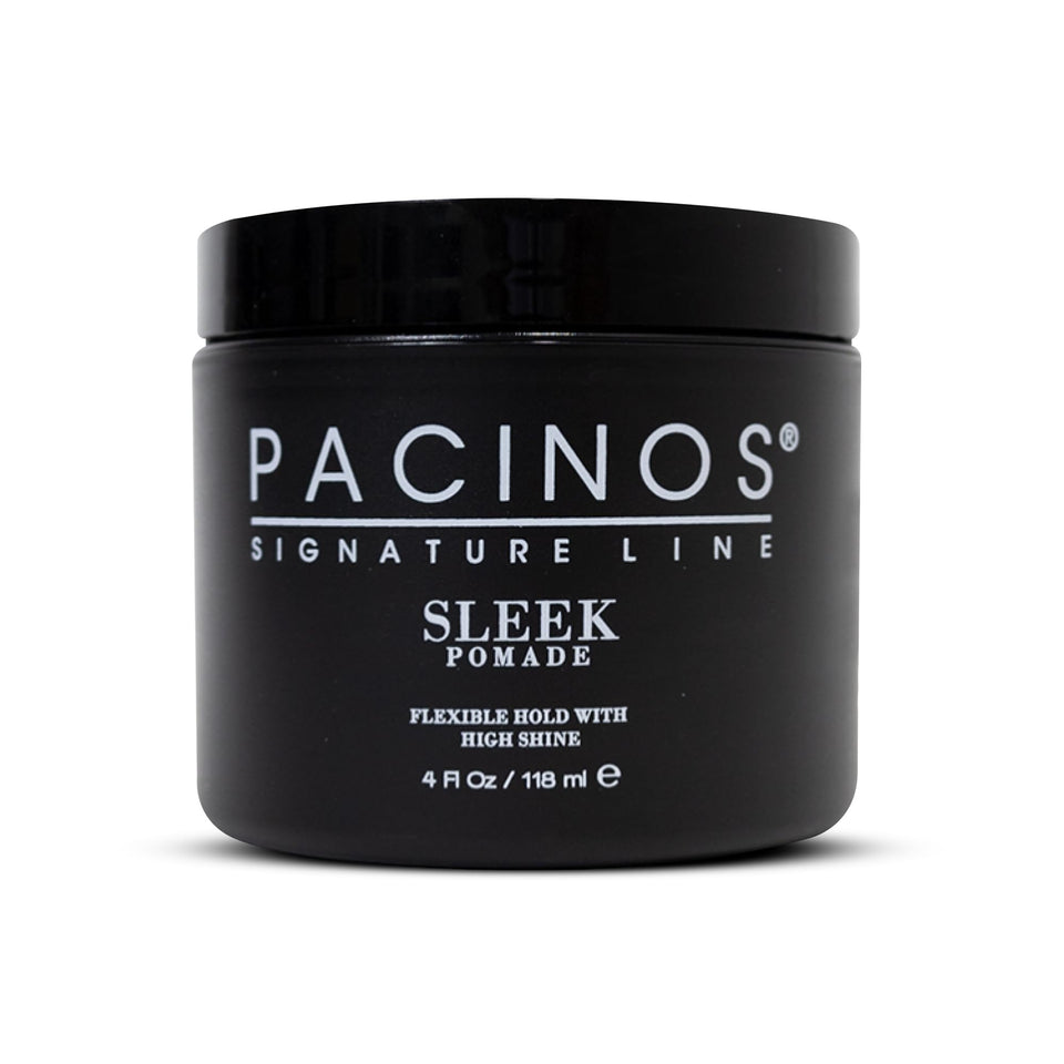 Pacinos jar front view showing label and sleek high-shine benefit