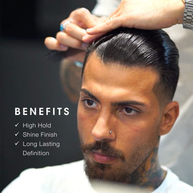 Pacinos open jar displaying smooth pomade texture for easy application