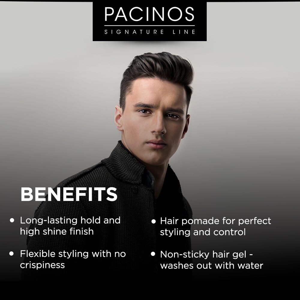 Pacinos pomade texture close-up revealing smooth spreadable consistency