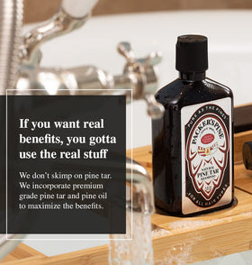 Packer's Pine back label close-up showing ingredients and usage directions