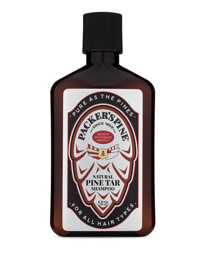 Packer's Pine front packaging showing bottle and branding, highlights premium formula