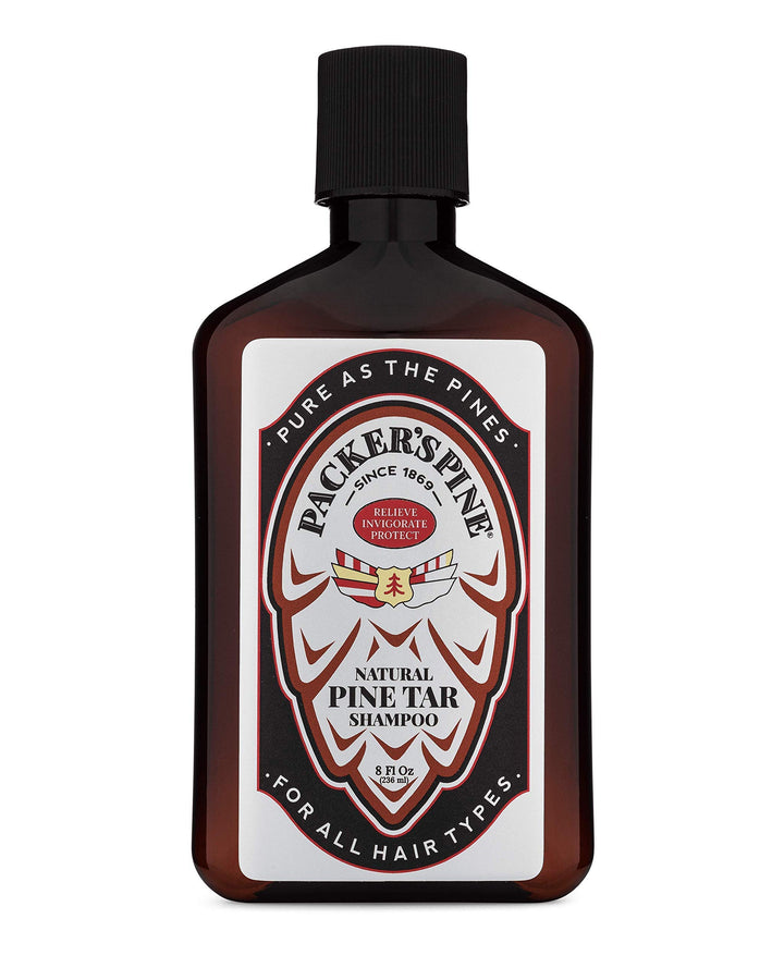 Packer's Pine front packaging showing bottle and branding, highlights premium formula