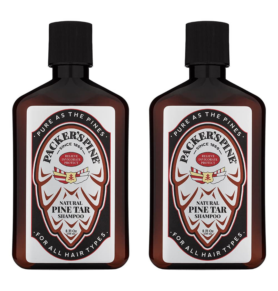 Packer's Pine front packaging showing two bottles and rugged branding, promotes confidence