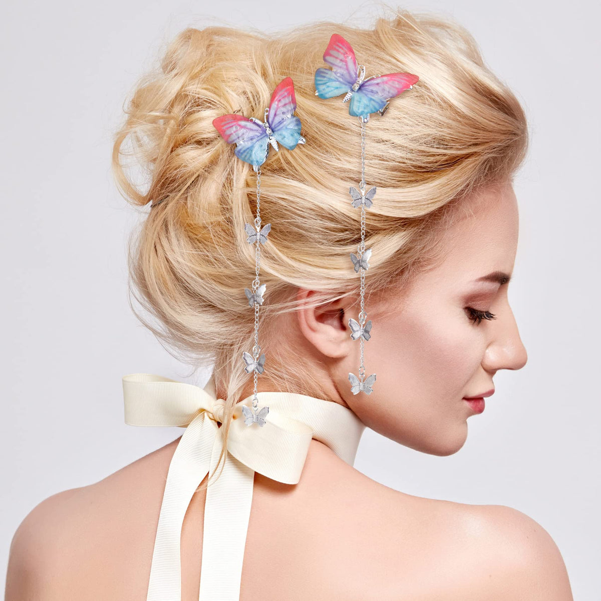 PAGOW clips pinned in a half-up hairstyle showing decorative effect