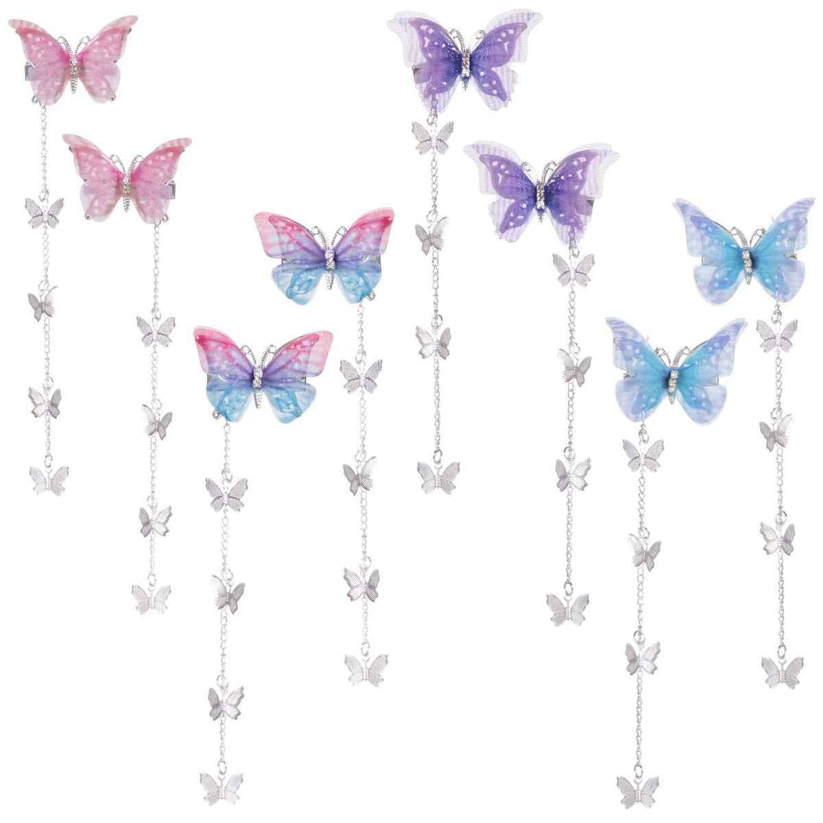 PAGOW front view of butterfly tassel clip set, colorful and ready for gifting