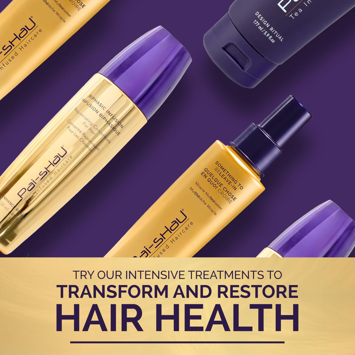 Pai-Shau bottle on bathroom shelf in lifestyle setting for daily hair routine