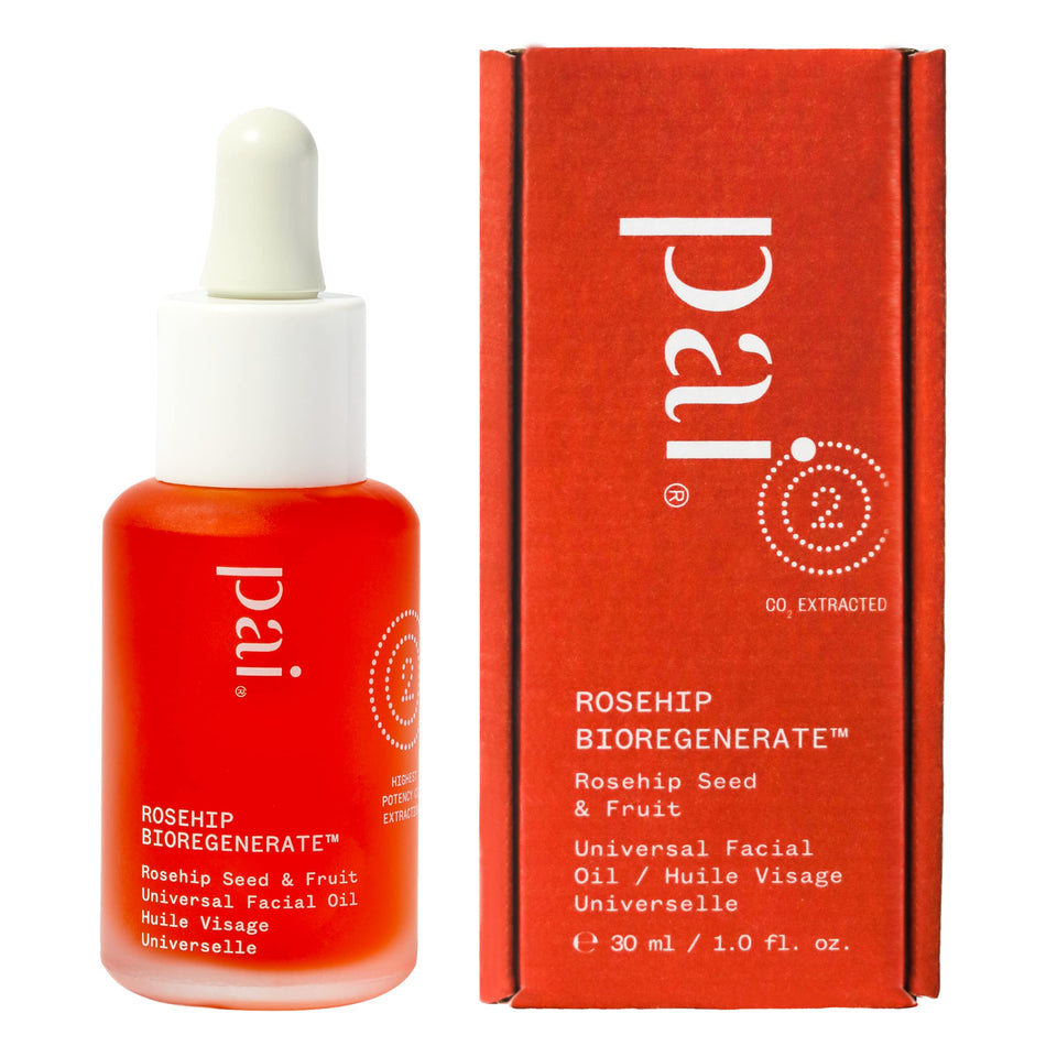 PAI SKINCARE rosehip oil front packaging showing clean design and natural benefits