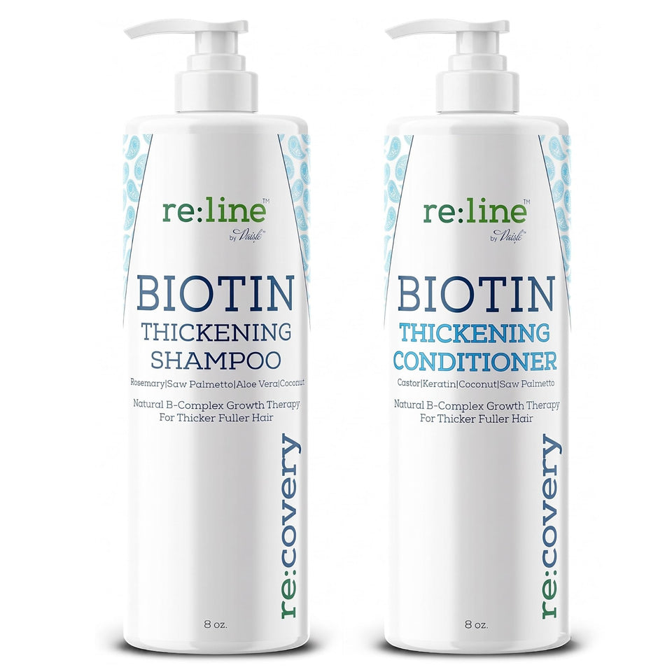 Paisle Botanics front packaging showing shampoo and conditioner, promotes fuller-looking hair