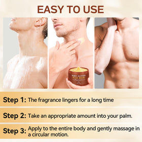 Paistely man applying cream before dressing showing confidence benefit