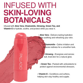 Palladio applying tint to cheek demonstrating fast, brush-free blending benefit
