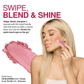 Palladio model applying tint to cheeks for quick natural flush