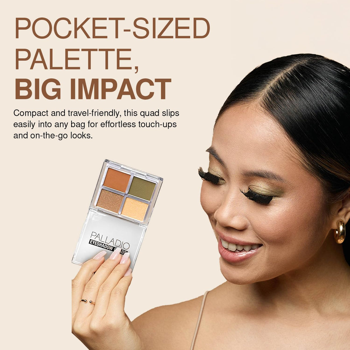 Palladio Ballerina next to credit card showing compact travel-friendly size
