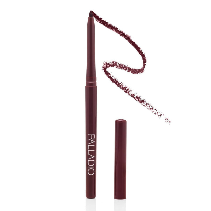 Palladio front view showing slim retractable lip liner and cap, travel-friendly
