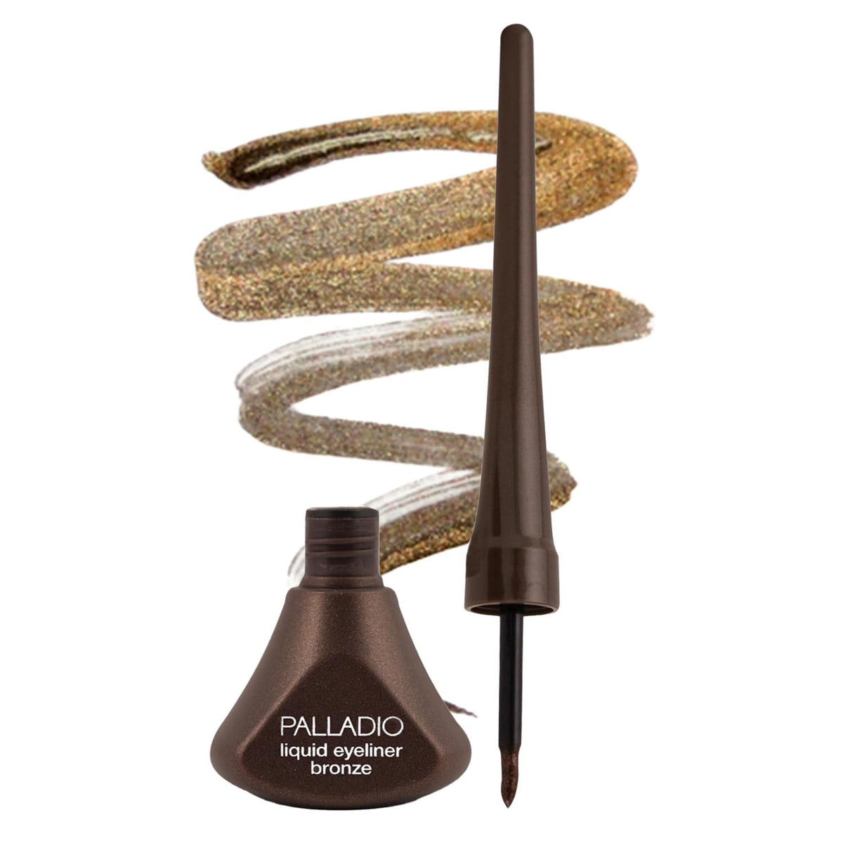 Palladio front packaging showing bronze liquid eyeliner and product benefit
