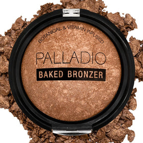 Palladio bronzer front compact showing product packaging and benefit of portable glow