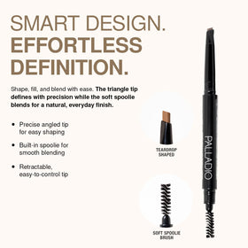 Palladio spoolie brush detail demonstrating blending and groomed brows