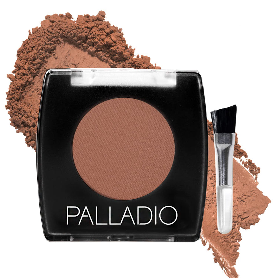 Palladio compact front view showing auburn brow powder and secure case benefit portability