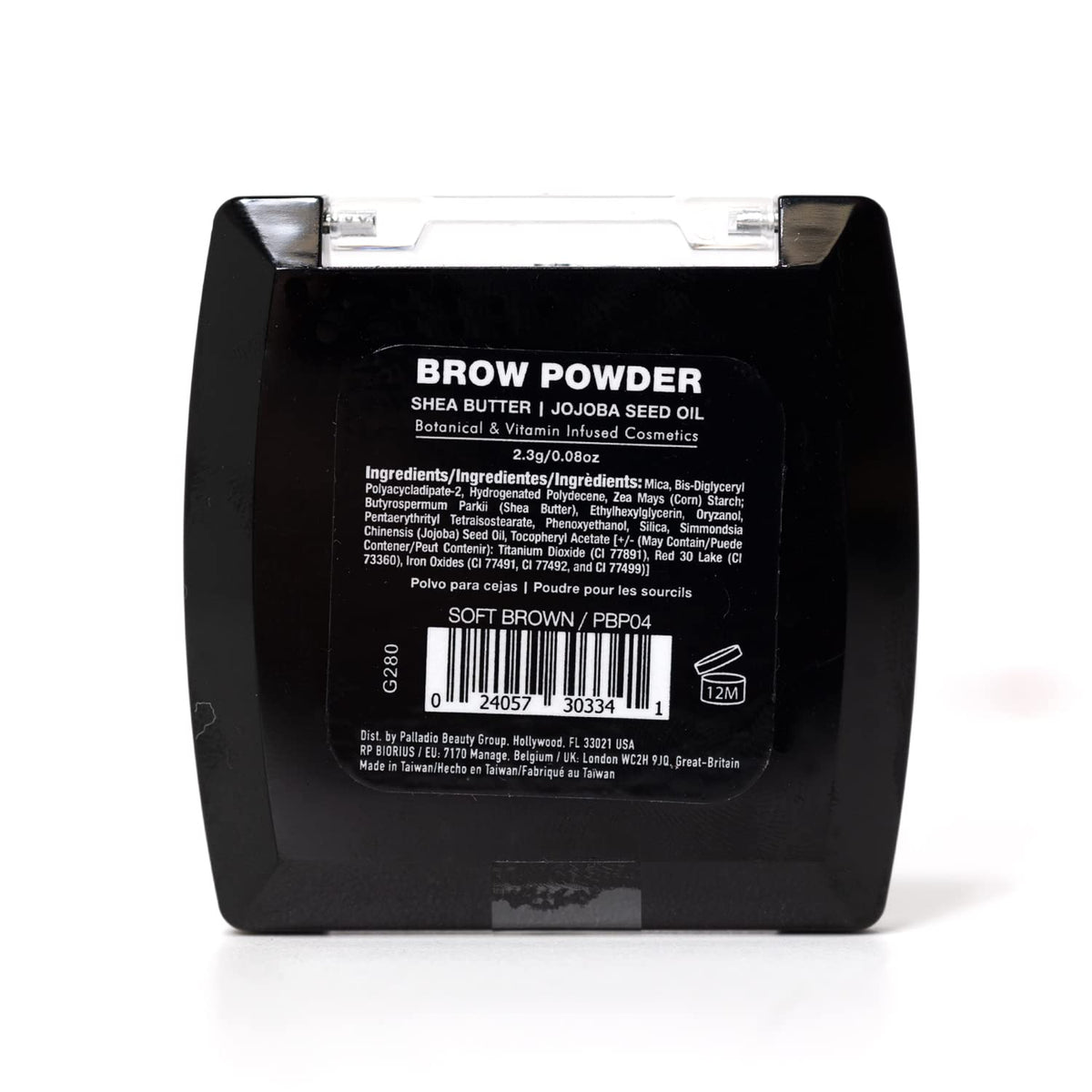 Palladio soft brown swatch on skin demonstrating natural, blendable pigment