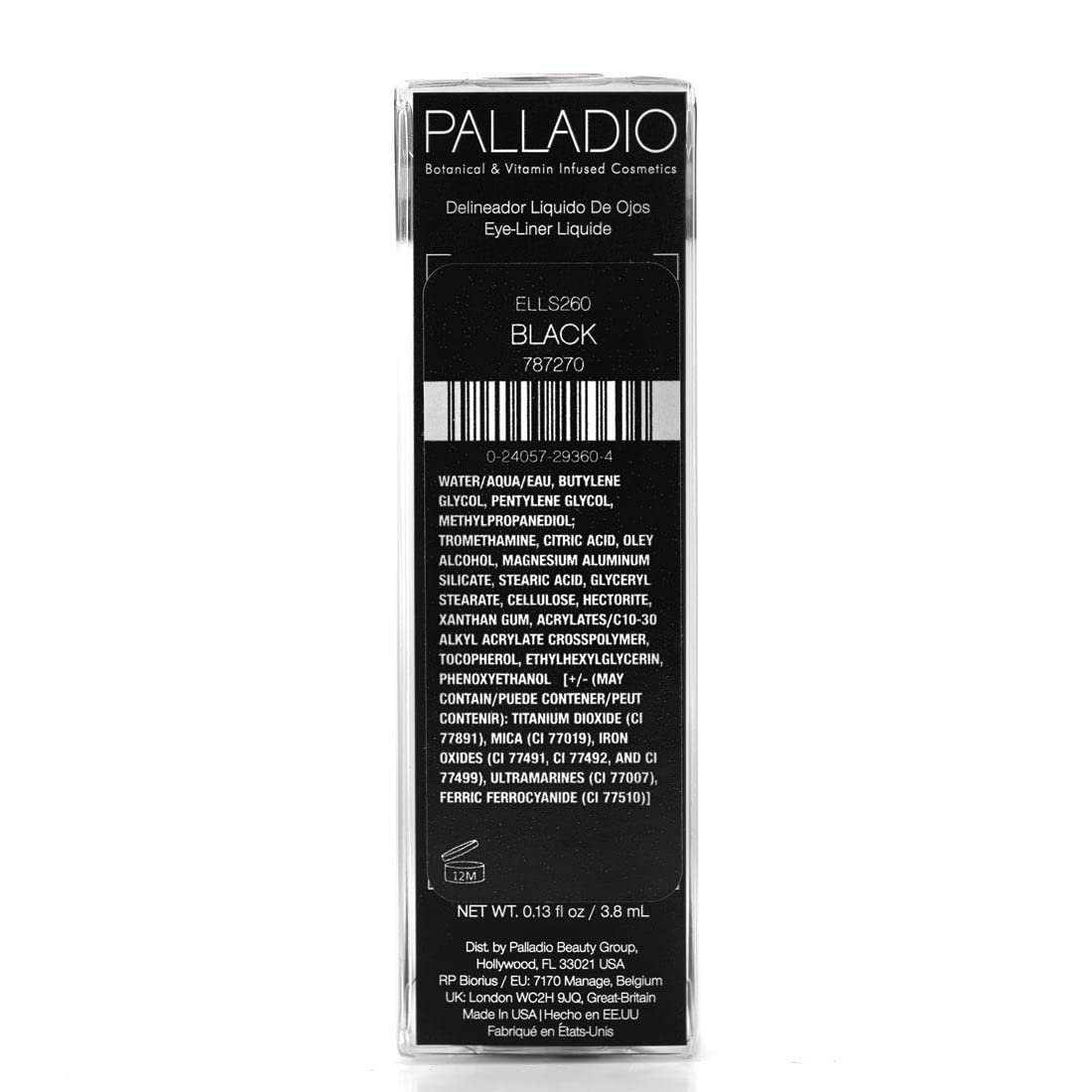 Palladio eyeliner applied on model eye showing sharp wing and definition