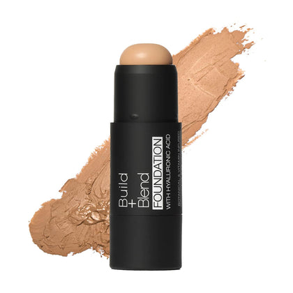 Palladio foundation stick front view showing almond shade and slim tube, portable benefit