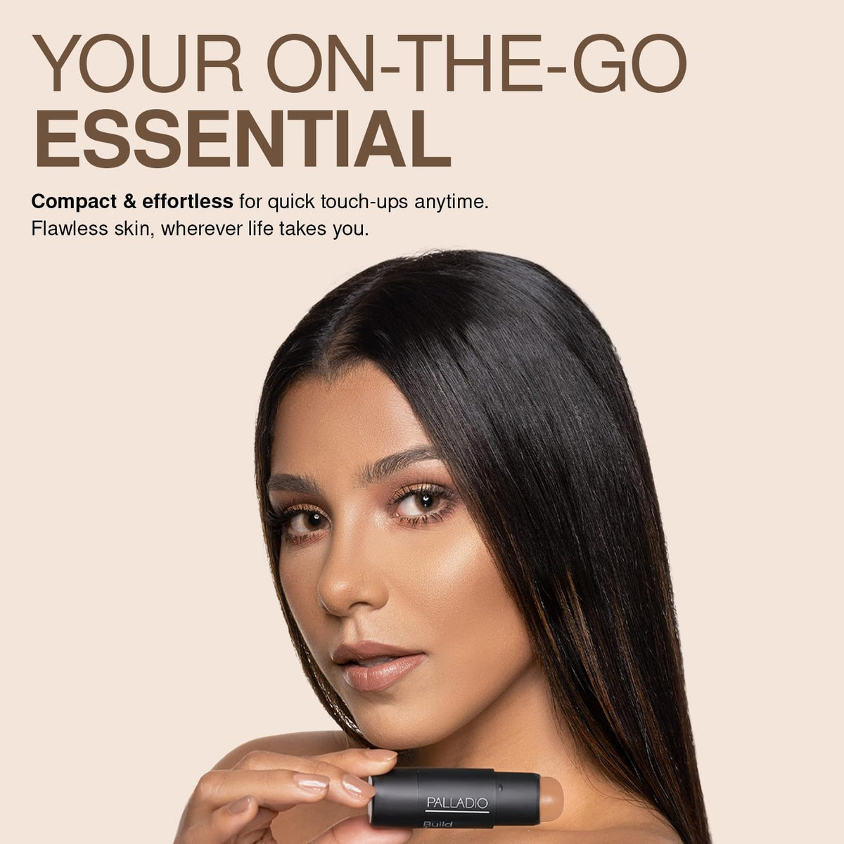 Palladio foundation stick beside a coin for size comparison and portability