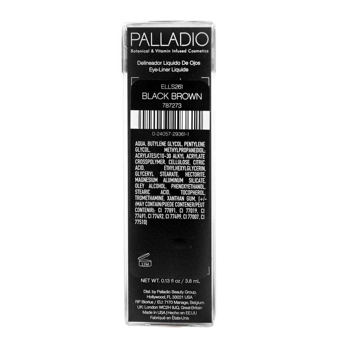 Palladio product label highlighting coconut oil and kaolin clay benefits
