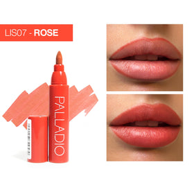 Palladio rose swatch on skin demonstrating true color payoff benefit