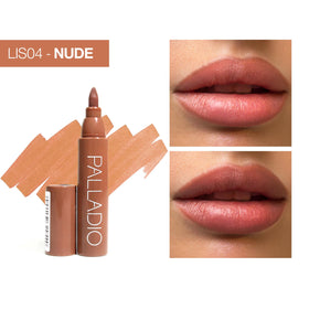 Palladio nude shade swatches on skin demonstrating pigment payoff and buildable finish.