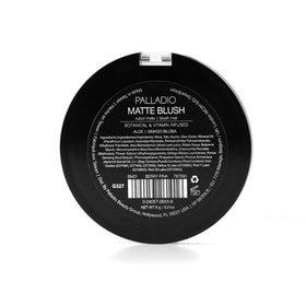 Botanical ingredients beside Palladio compact illustrating nourishing vitamin blend
