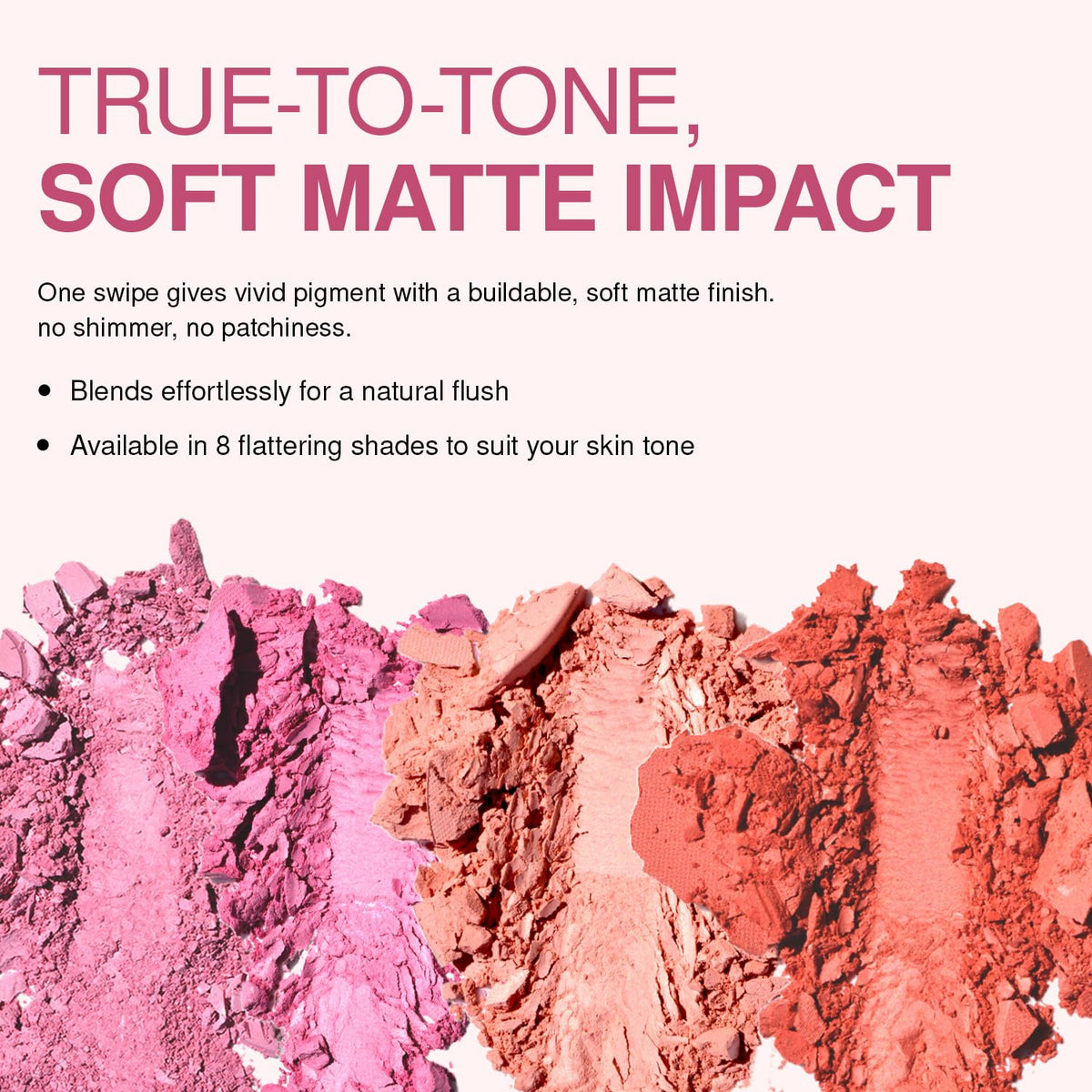 Palladio Matte Blush packaging label emphasizing vegan and cruelty-free benefits
