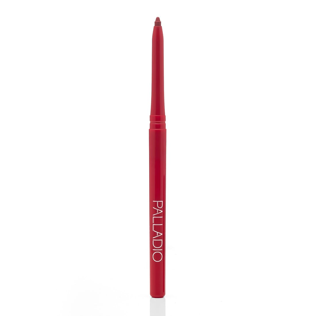 Palladio model wearing Red Rose showing defined lips and water-resistant finish