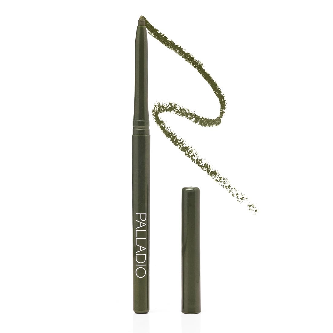 Palladio olive eyeliner front view showing slim retractable tube and color