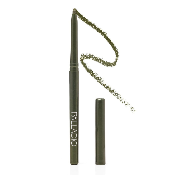 Palladio olive eyeliner front view showing slim retractable tube and color