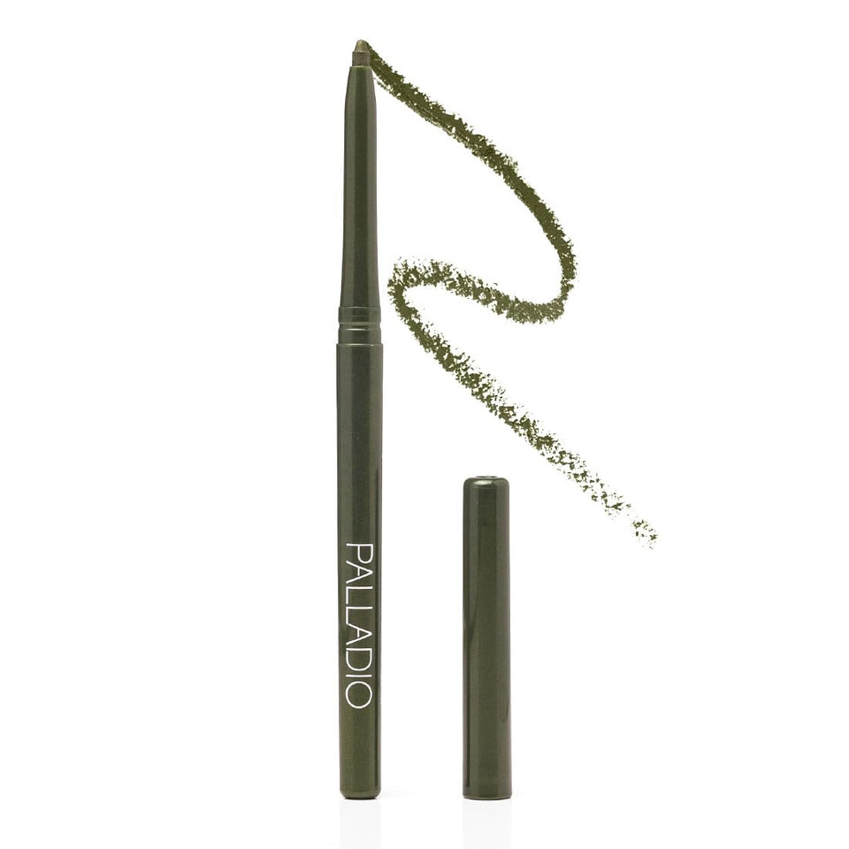 Palladio olive eyeliner front view showing slim retractable tube and color