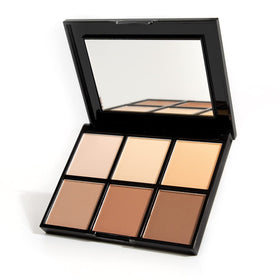 Palladio palette front view showing six shades and compact mirror for travel convenience