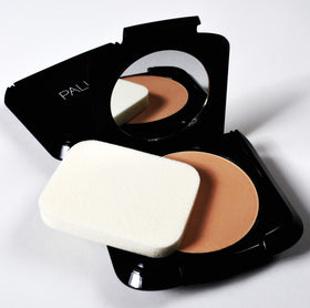 Palladio pressed powder texture close-up showing smooth finish and blendability benefit