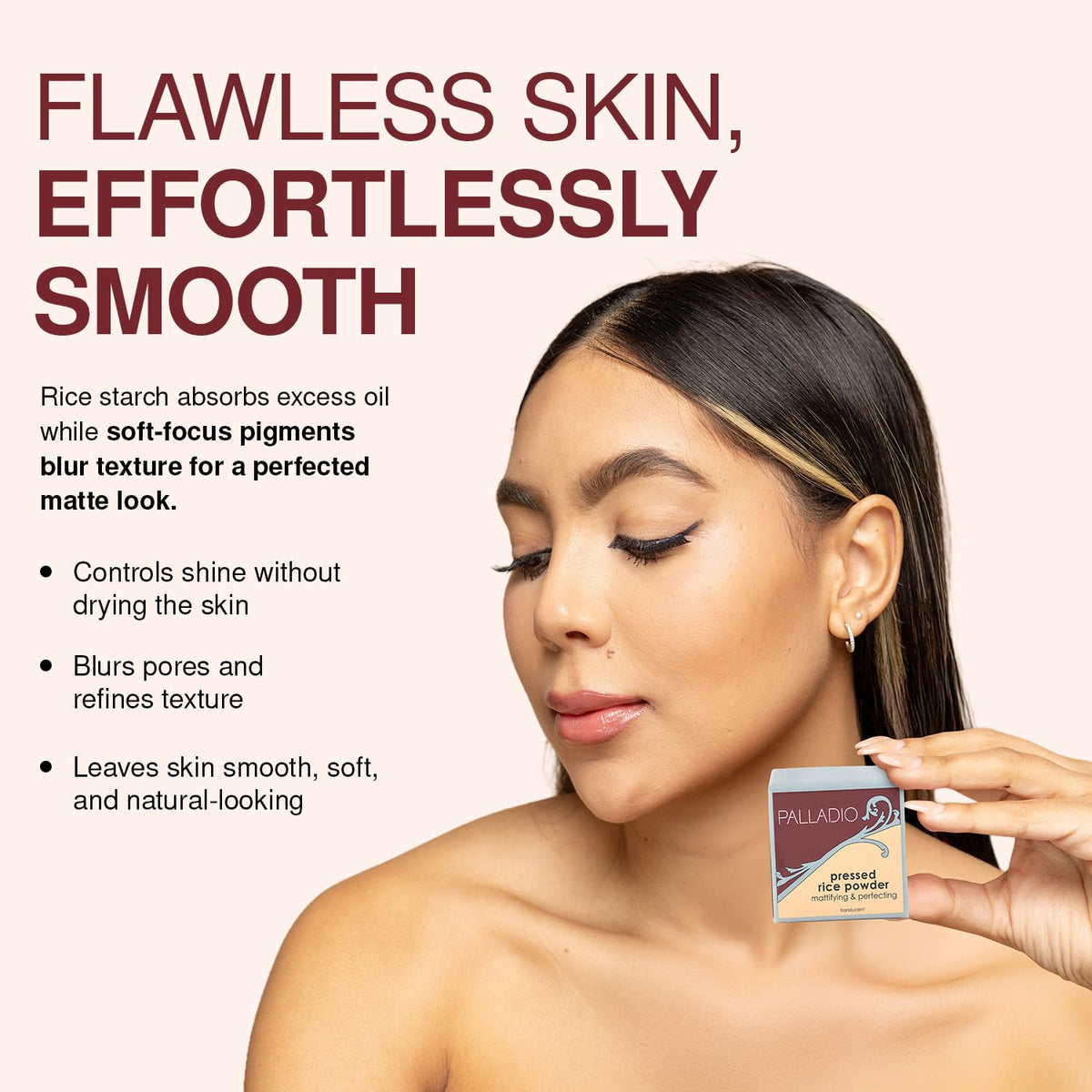 Applying Palladio powder with brush for even, non-cakey setting