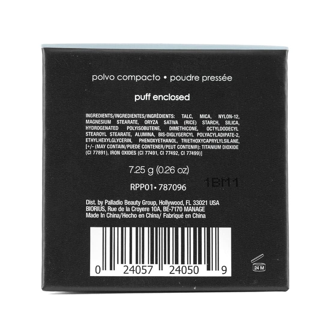 Lifestyle shot of Palladio compact in a handbag for on-the-go mattifying