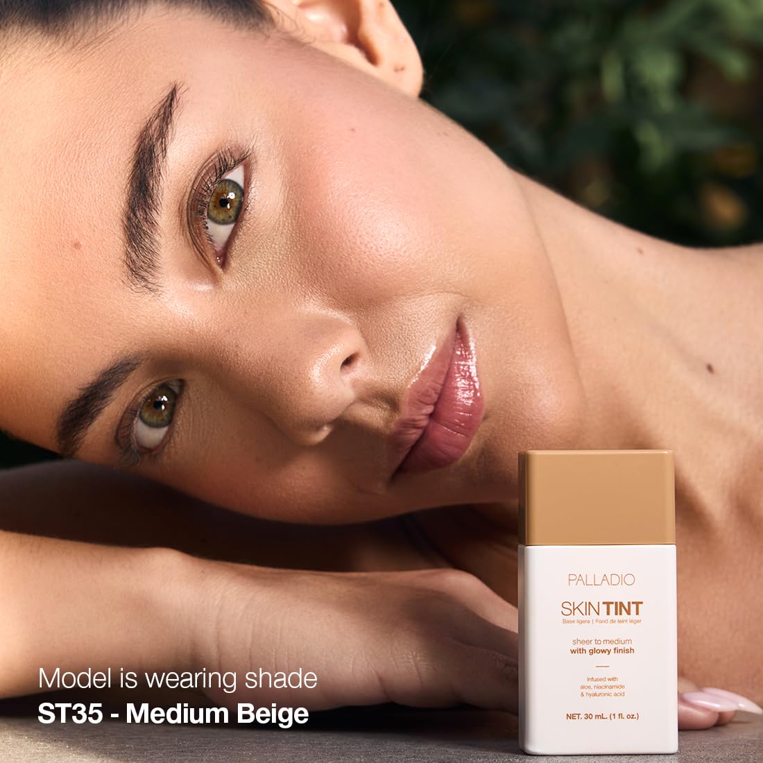 Palladio next to moisturizer and serum showcasing skincare-infused makeup benefit