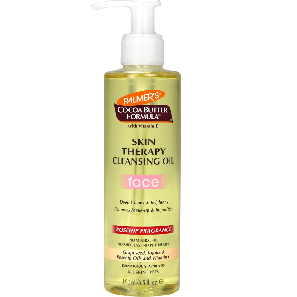 Palmer's cleansing oil front packaging showing 6.5 oz bottle and benefits