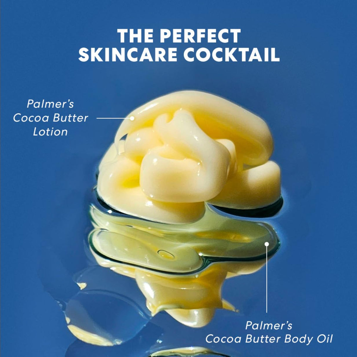 Palmer's oil drop on skin demonstrating quick absorption and shine